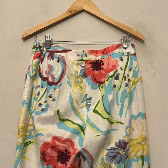 Silk Club Collection Floral Cotton Pants Size 8 EUC - Picture 6 of 8